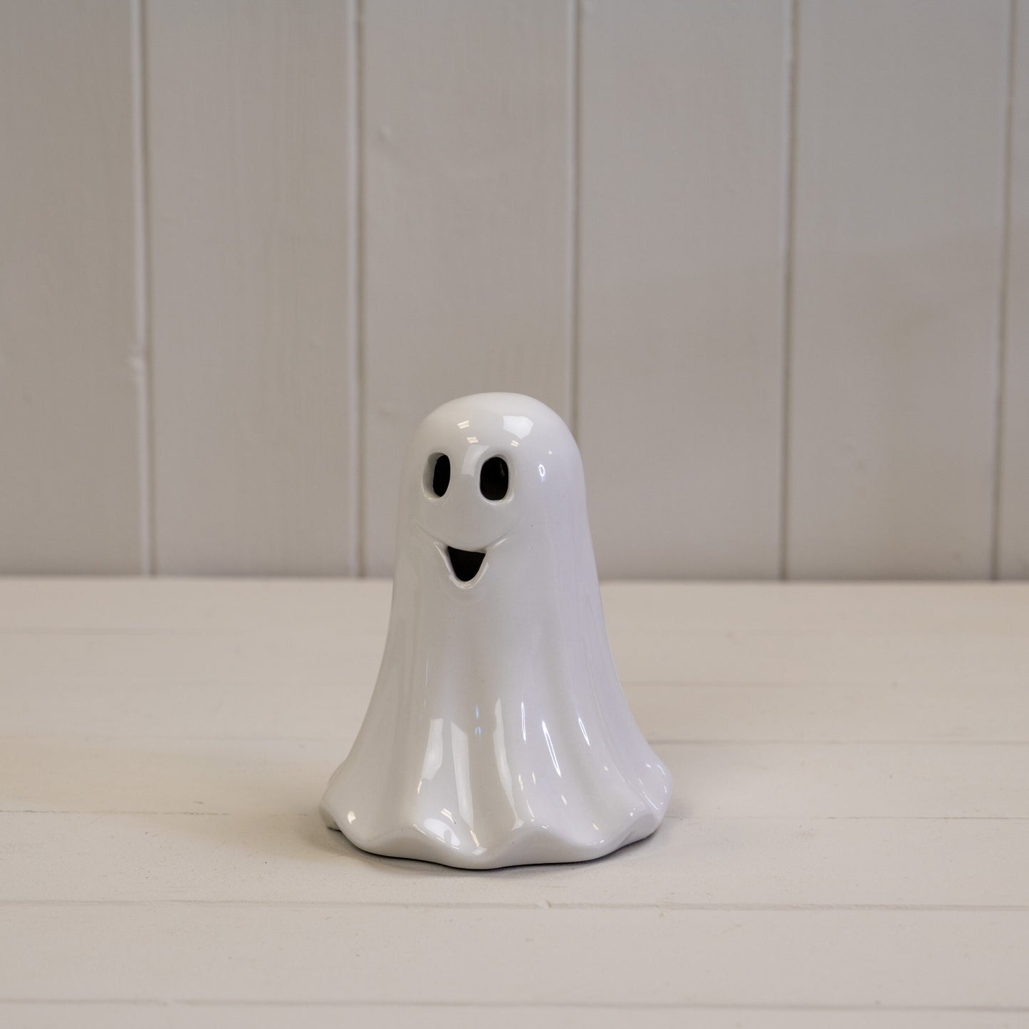 White Ceramic Ghost Decoration With Led