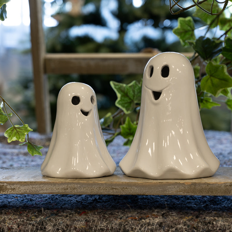 White Ceramic Ghost Decoration With Led
