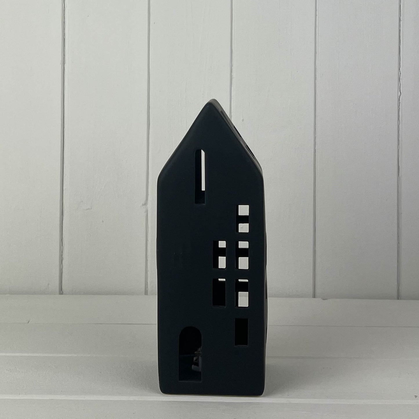 Tall Black Ceramic LED House