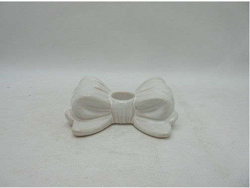 Glazed Ceramic Neat Bow Candle Holder