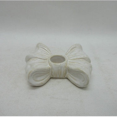 Stone Glazed Bow Candle Holder