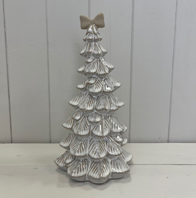 Stone Glazed Ceramic Bendy Christmas Tree With Bow