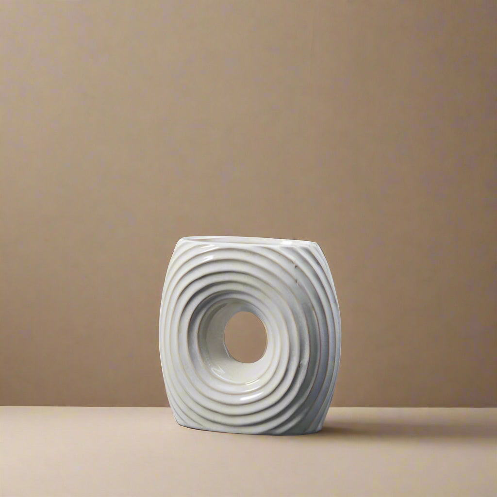 White Short Ceramic Vase