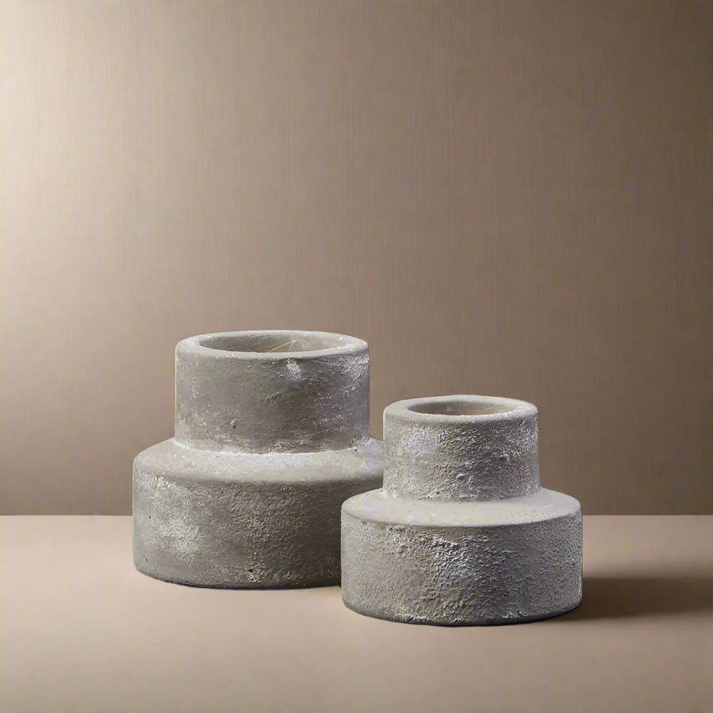 Grey Cement Candle Holder