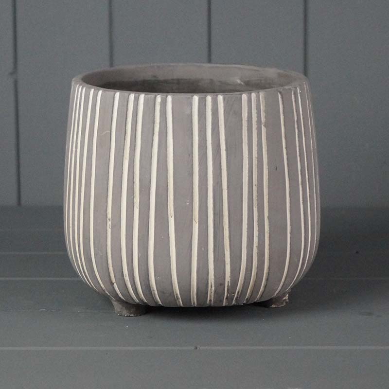 Striped Cement Pot