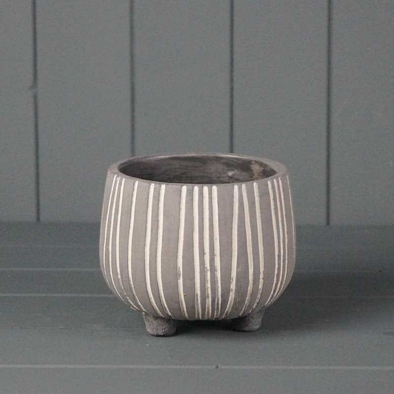 Striped Cement Pot