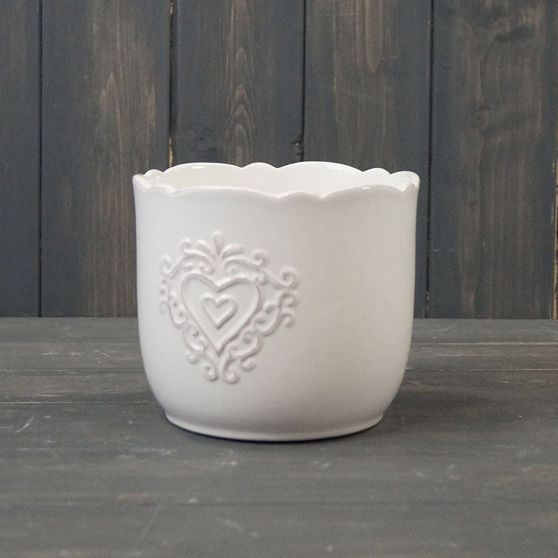 White Ceramic Pot And Jug Heart Design
