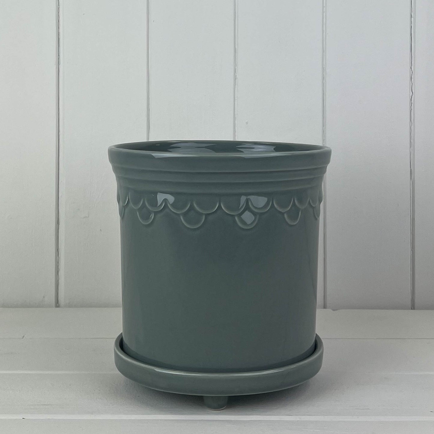 Grey Saucer Pot