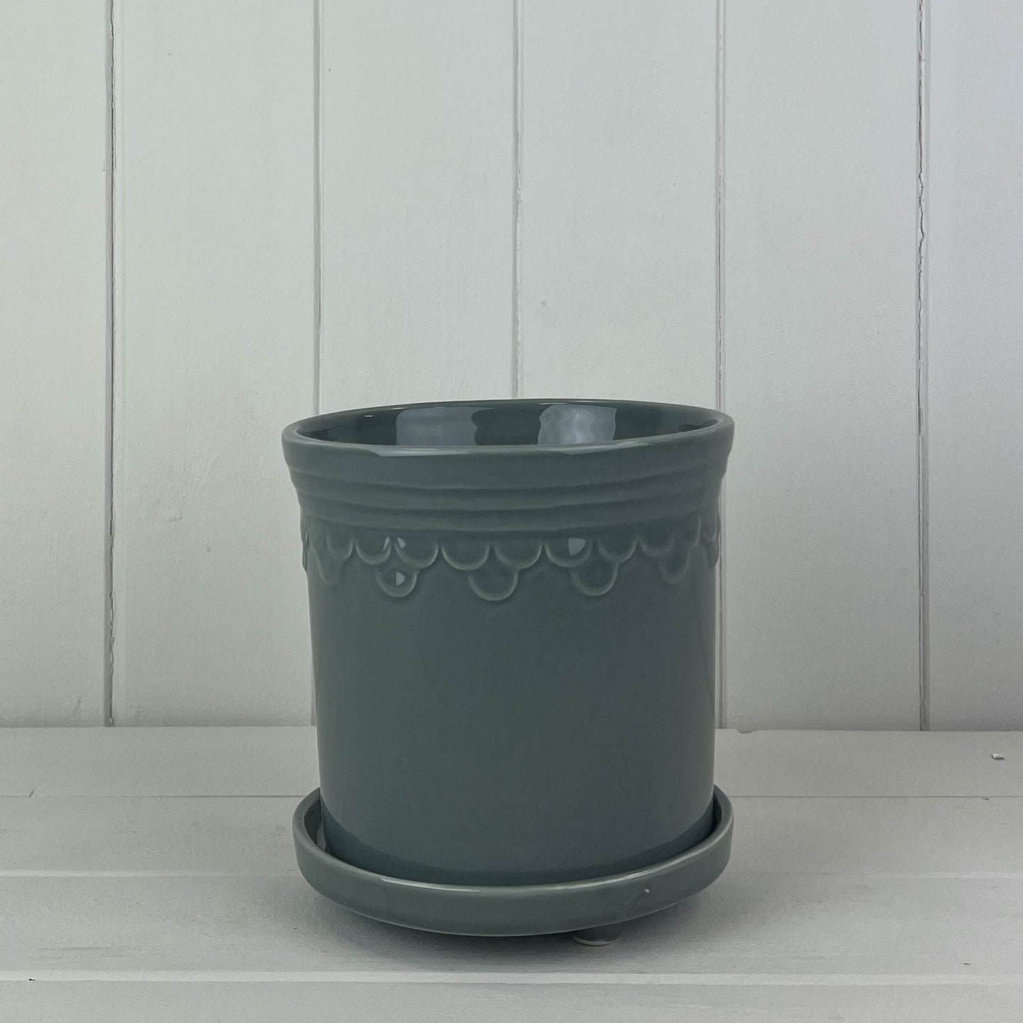 Grey Saucer Pot