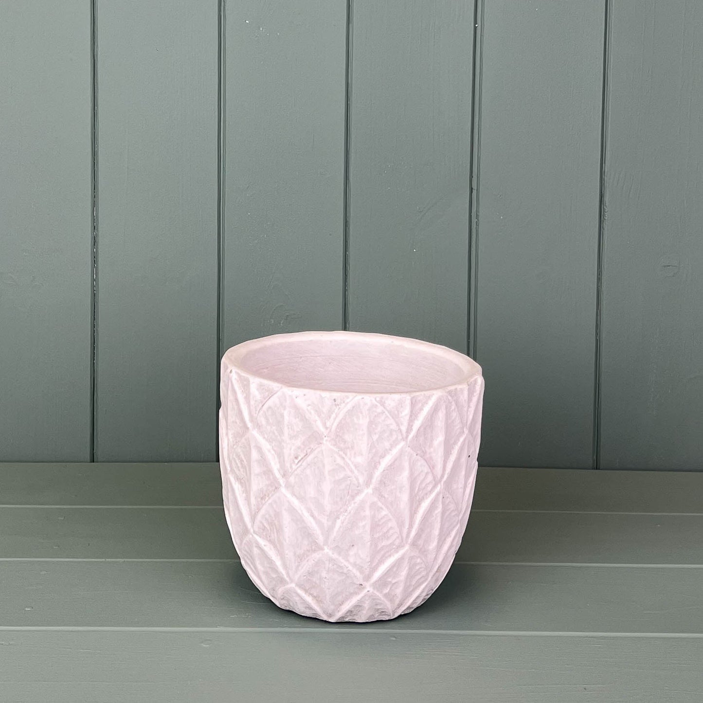 Round White Cement Pots