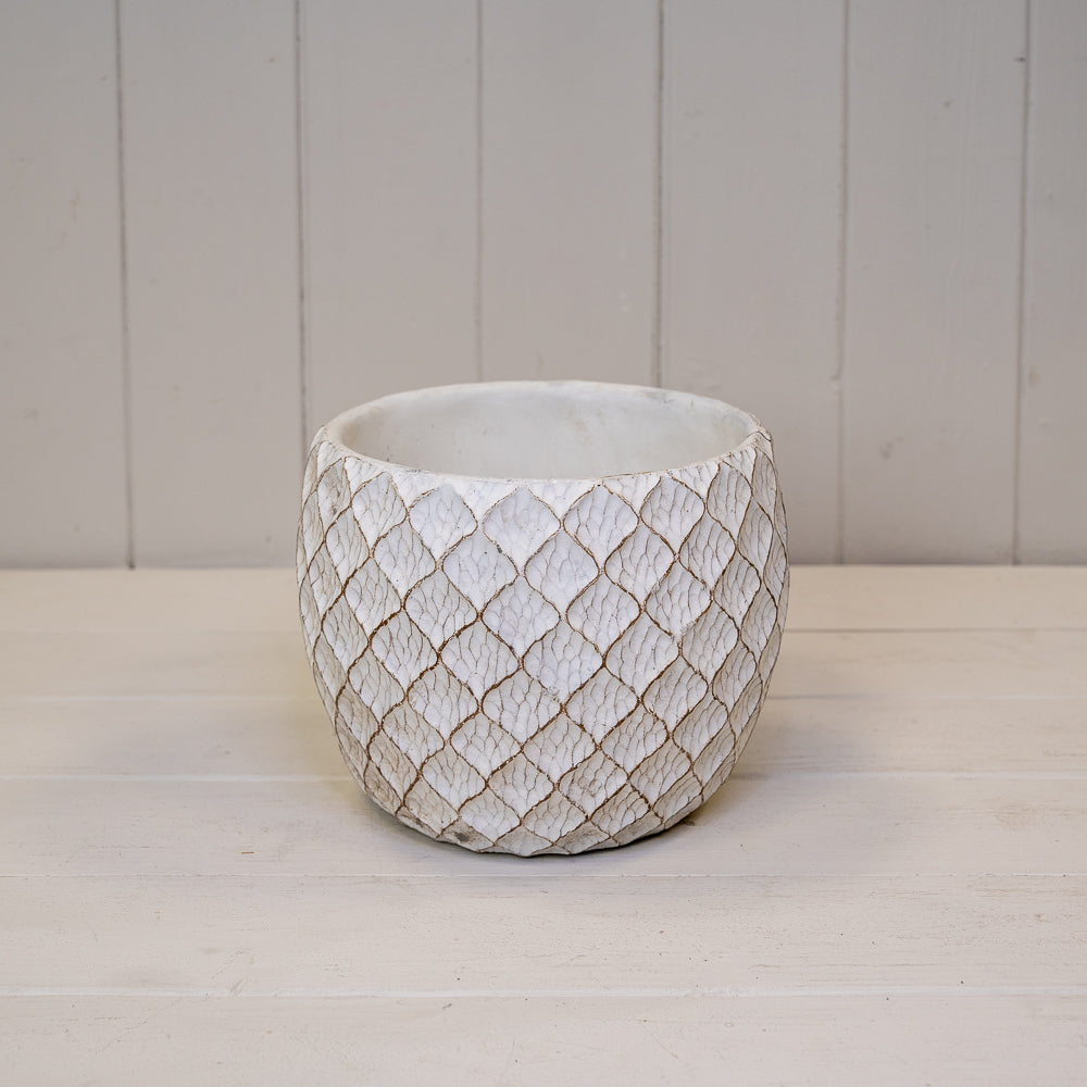 White Cement Trellis Pot