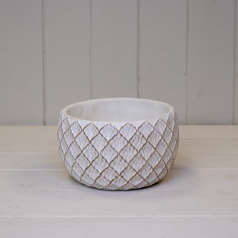 White Cement Trellis Pot
