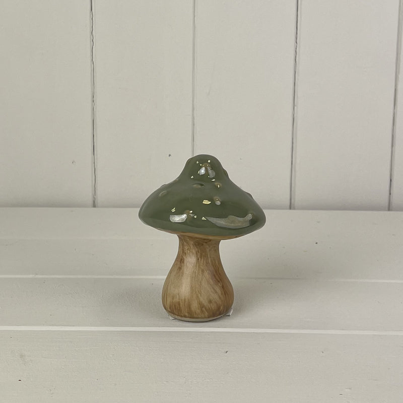 Dark Green Ceramic Mushroom Decoration