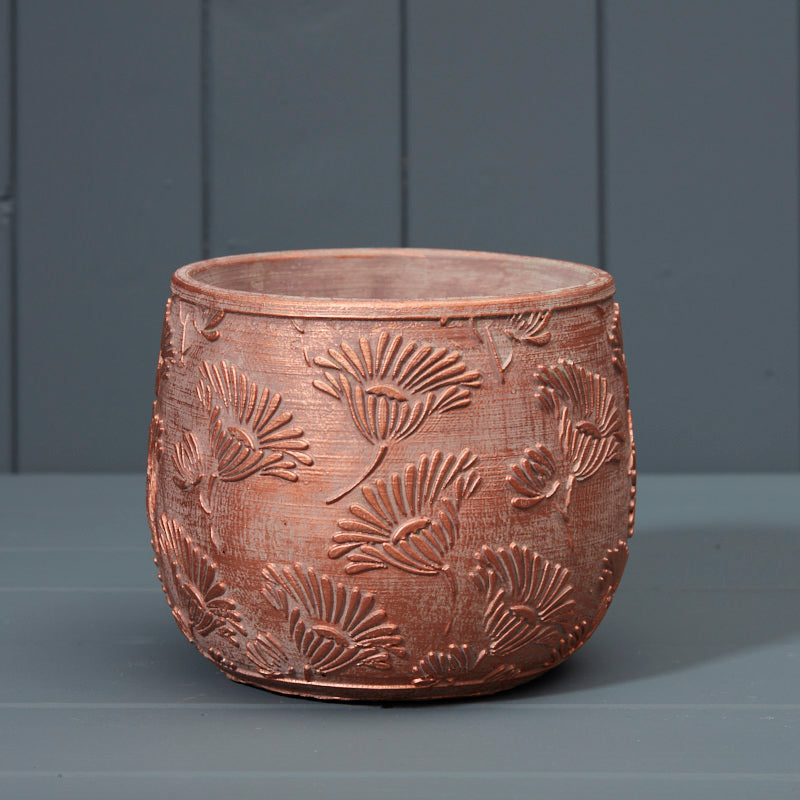 Textured Copper Cement Planter