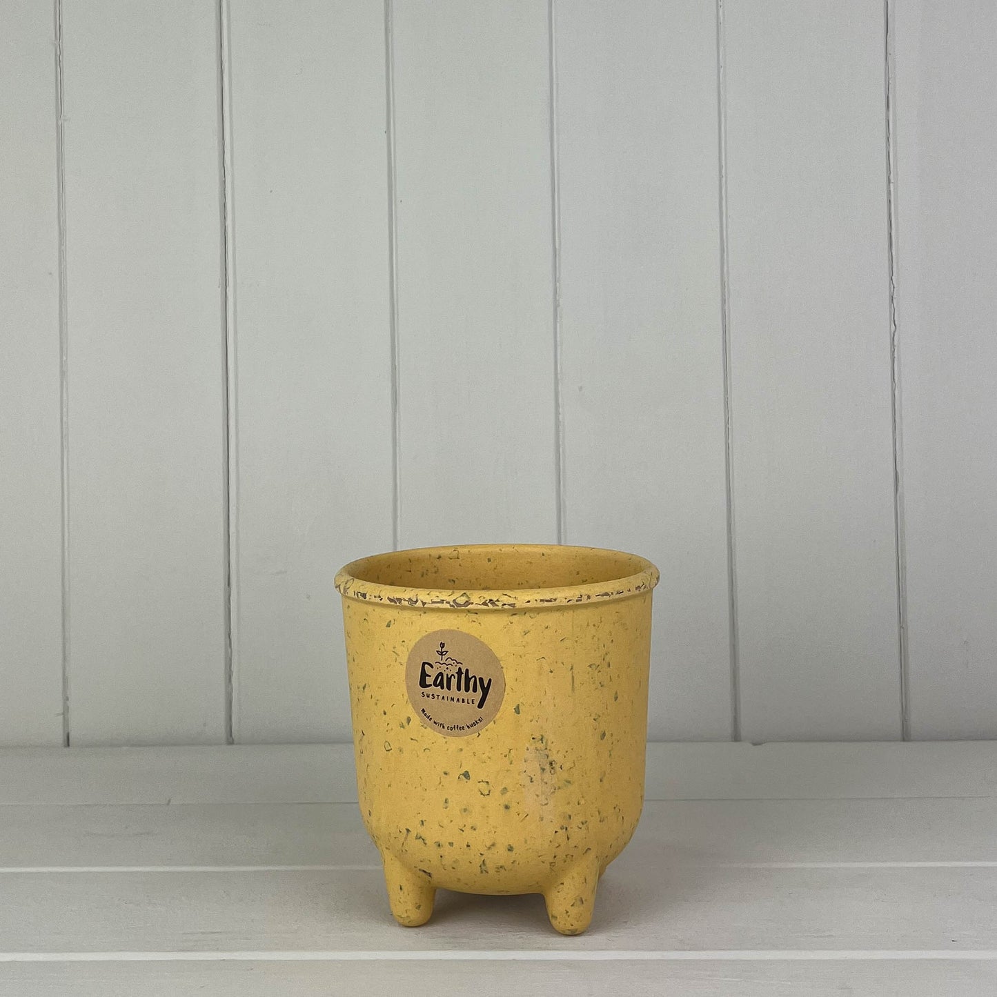 Yellow Coffee Husk Planter With Feet