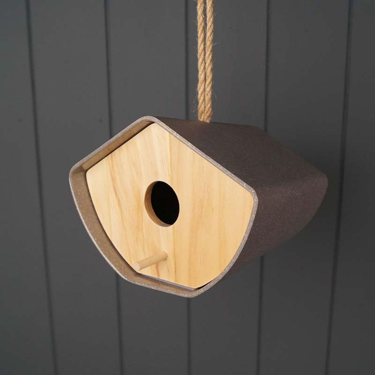 Bamboo Anthracite Grey Japandi Birdhouse