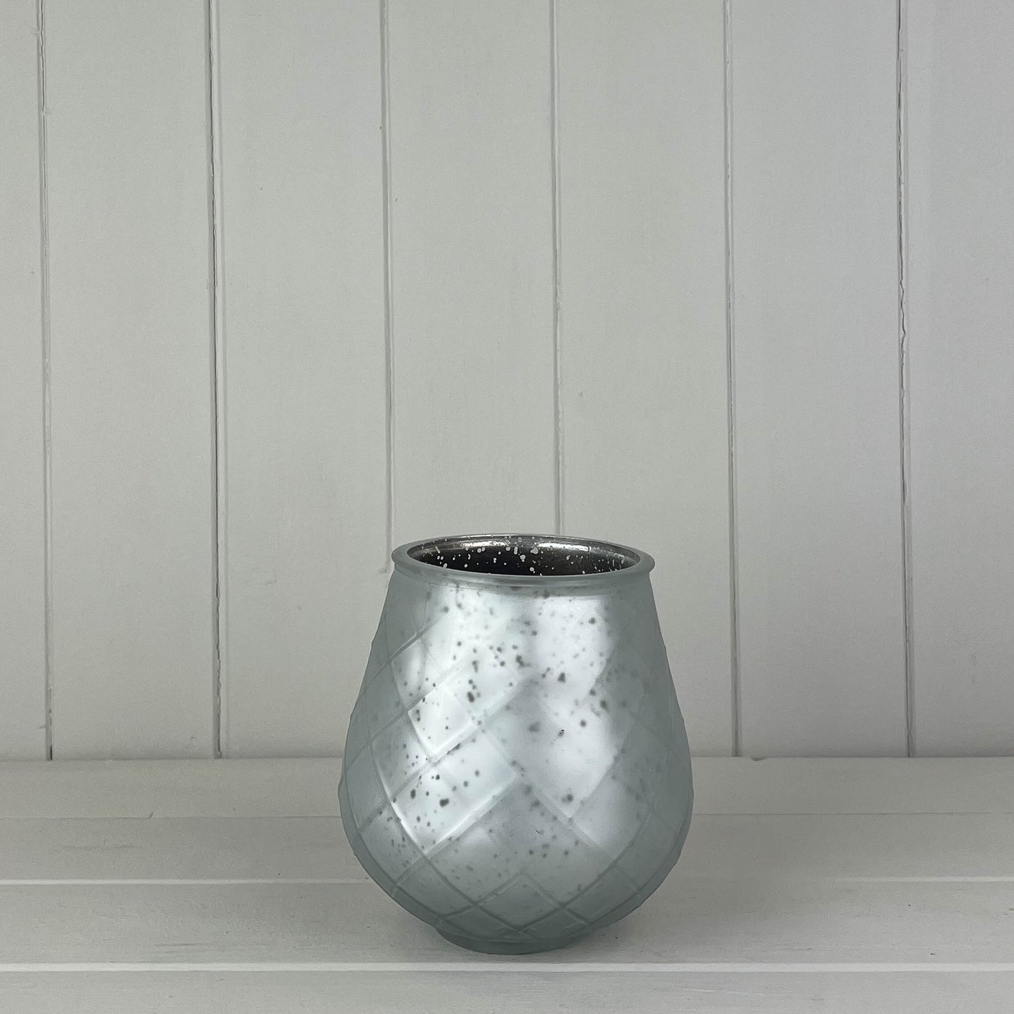 Small Frosted Silver Glass Tealight Holder