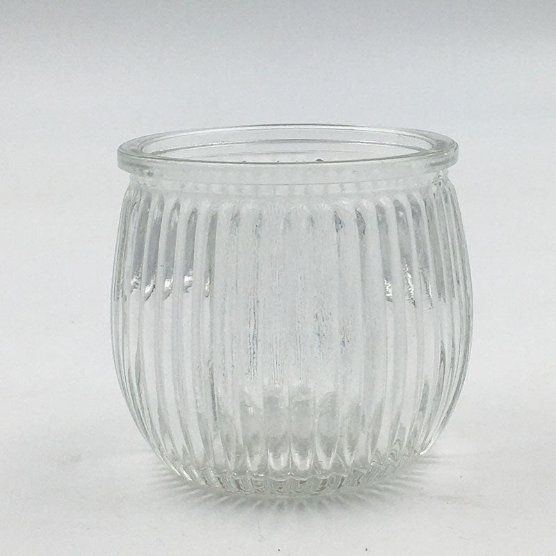 Clear Ribbed Glass Tealight Holder