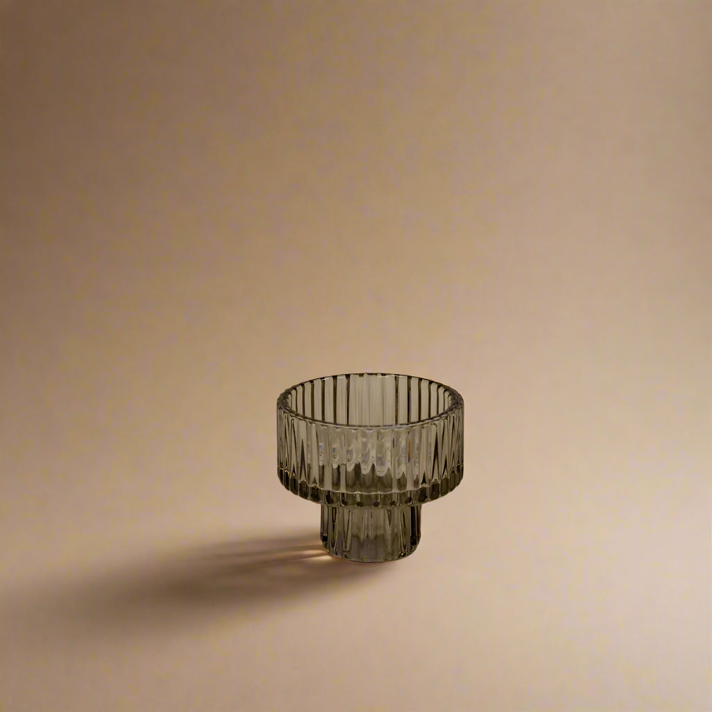 Smokey Brown Glass Candle Holder