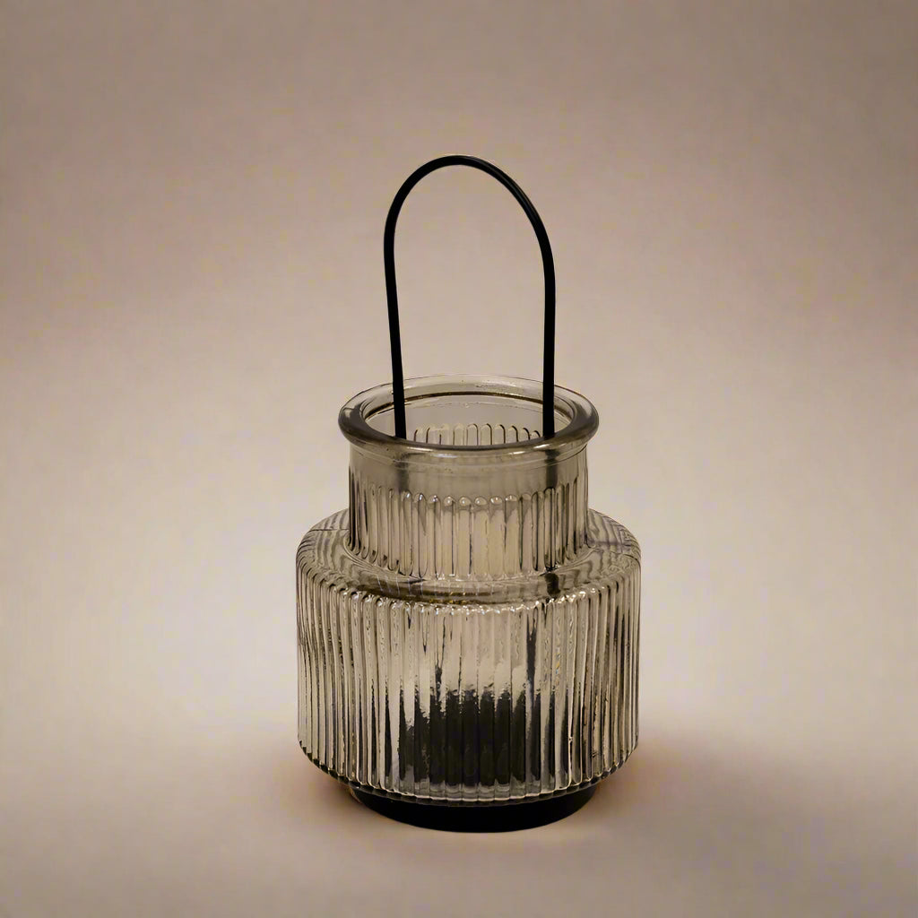 Smokey Brown Glass Candle Holder