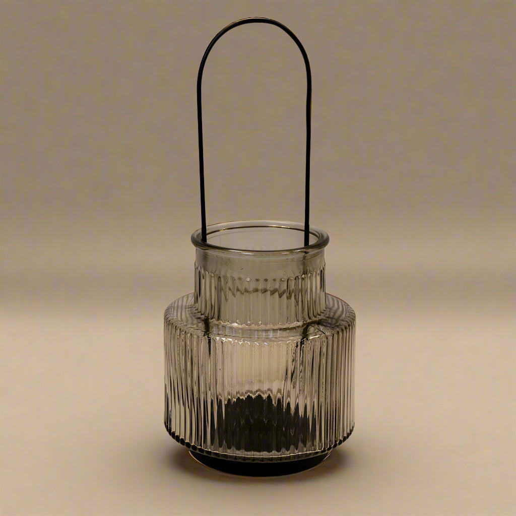 Smokey Brown Glass Candle Holder