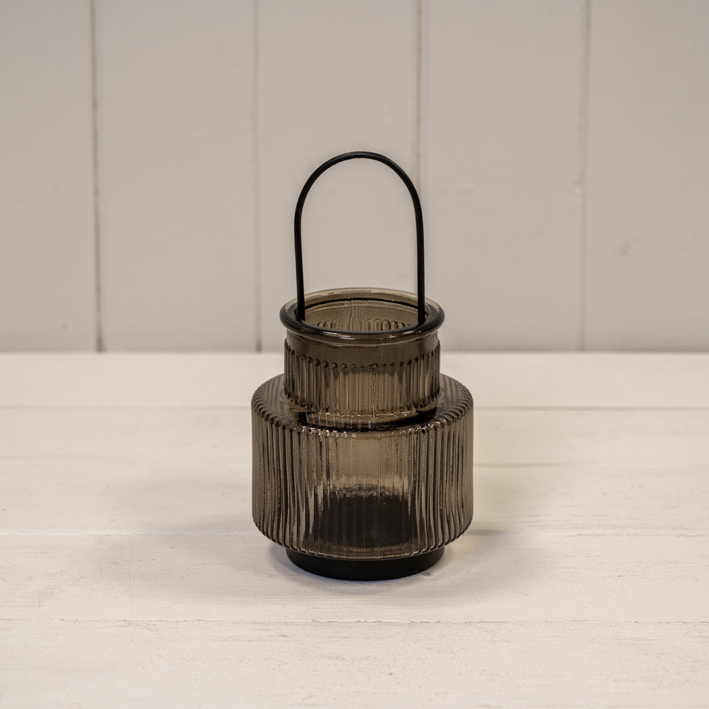 Warm Grey Candle Holder with Handle Medium