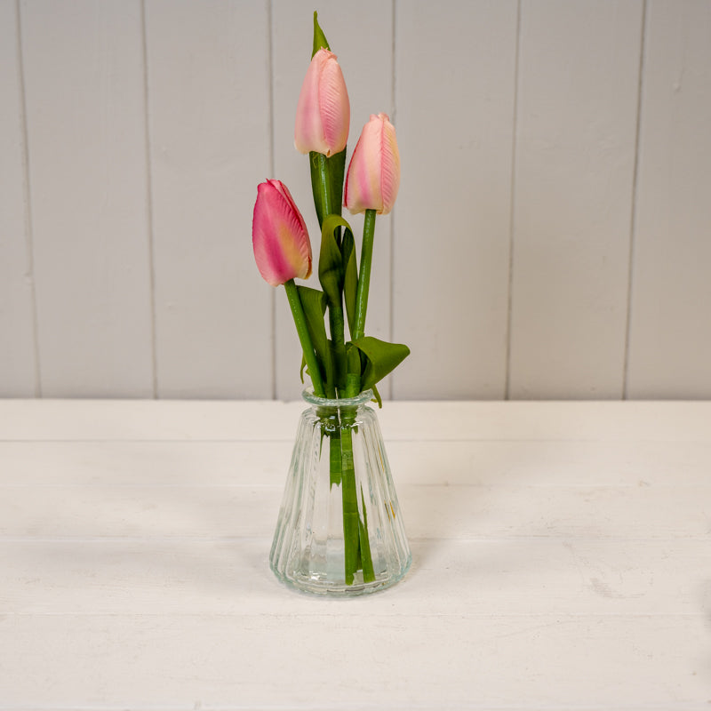 Clear Ribbed Glass Bottle
