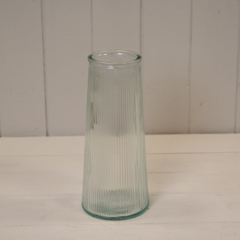 Clear Tall Ribbed Vase