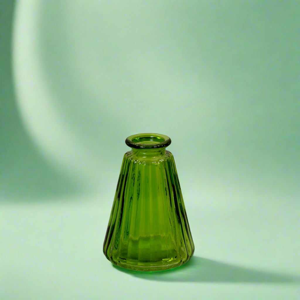 Emerald Green Glass Ribbed Bottle