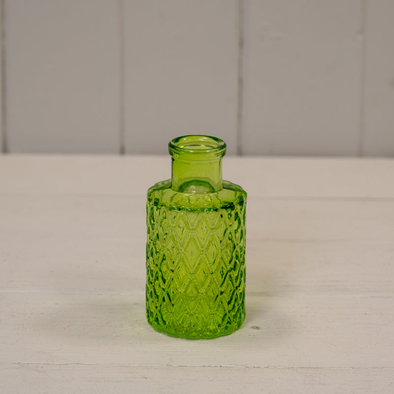 Emerald Green Mini Geometric Glass Bottle