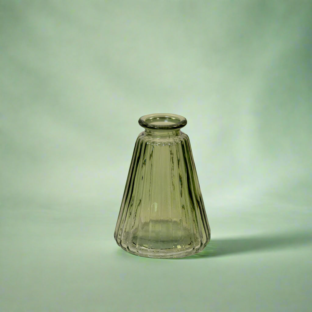 Vintage Green Ribbed Glass Bottle
