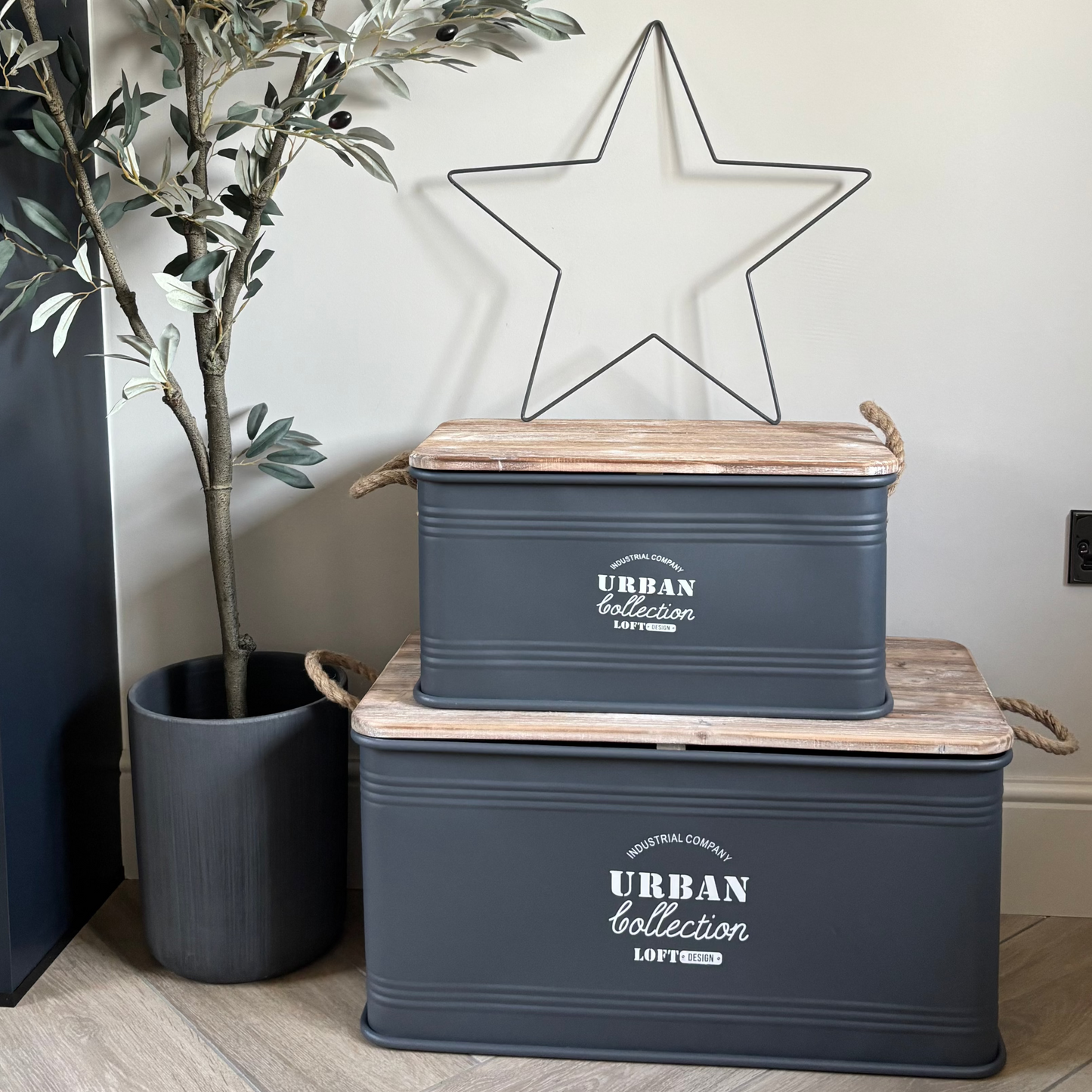 Set Of Three Grey Urban Rectangular Storage Containers