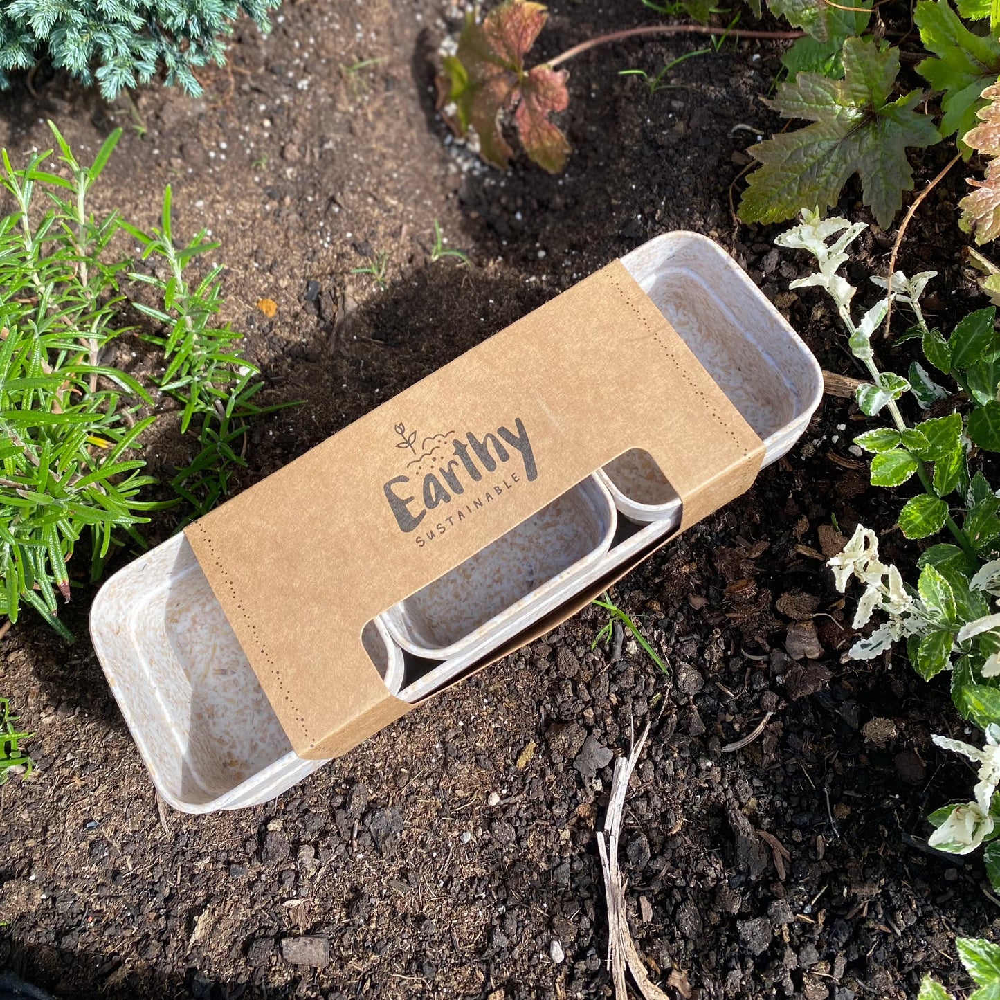 Oatmeal Cream Chaff Trio Plant Pots And Tray