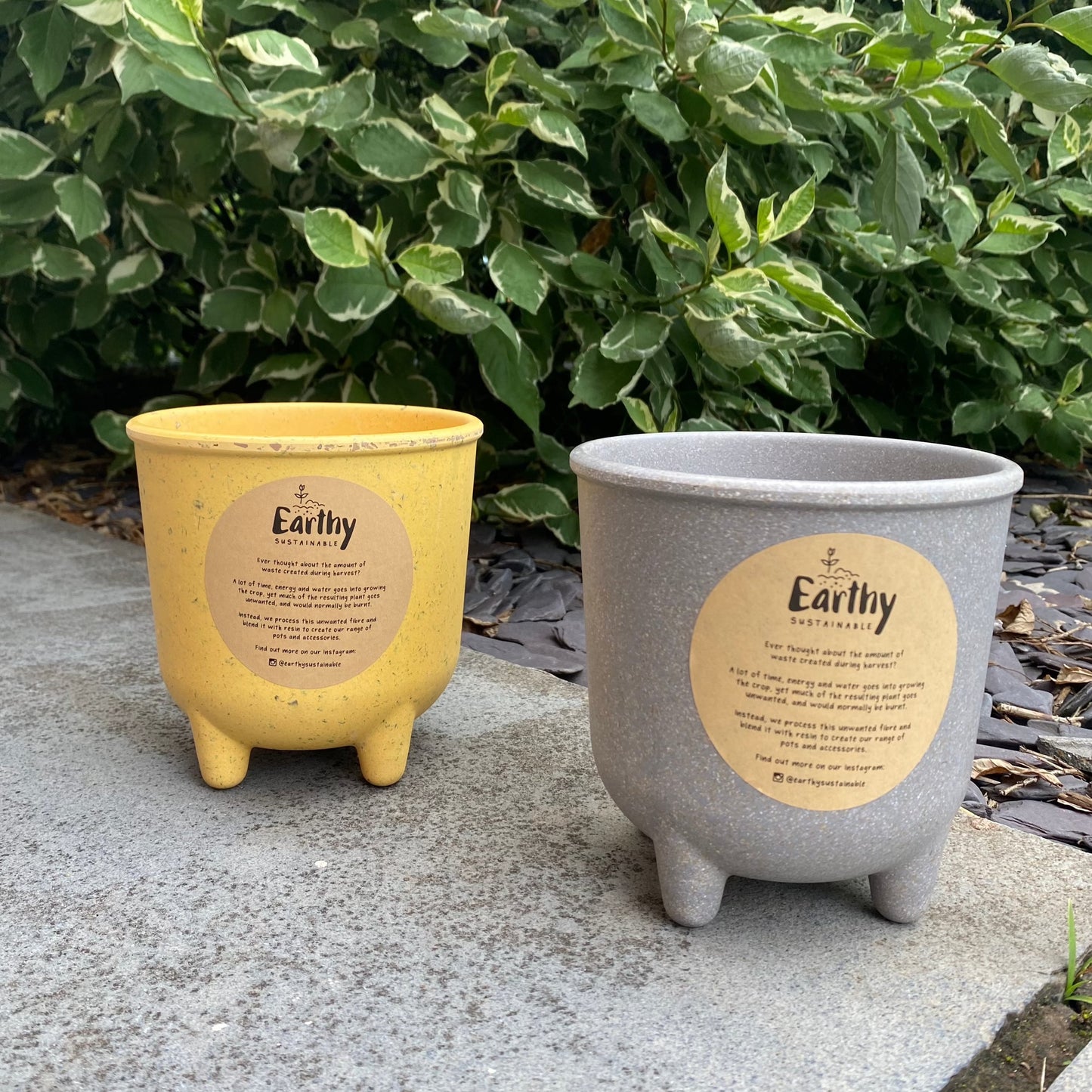 Warm Grey Straw Planter with Feet