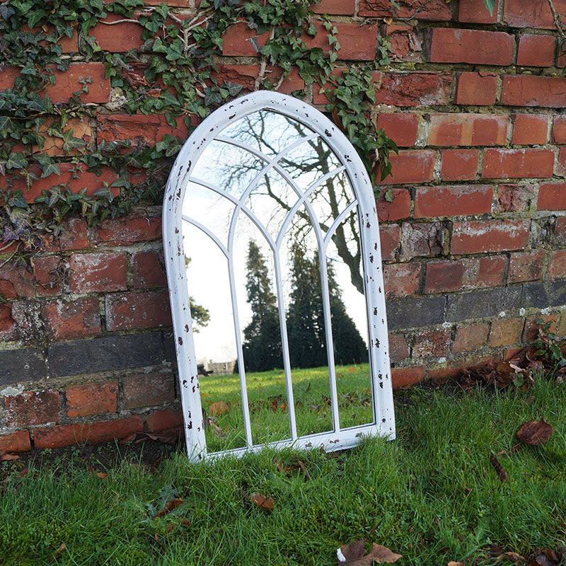 Large White Vintage Arched Mirror
