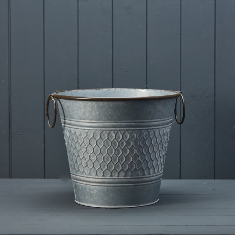 Round Zinc Honeycomb Planter