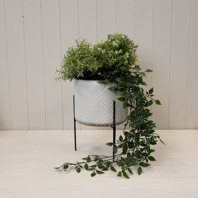 Metal Decorative Pot On Stand