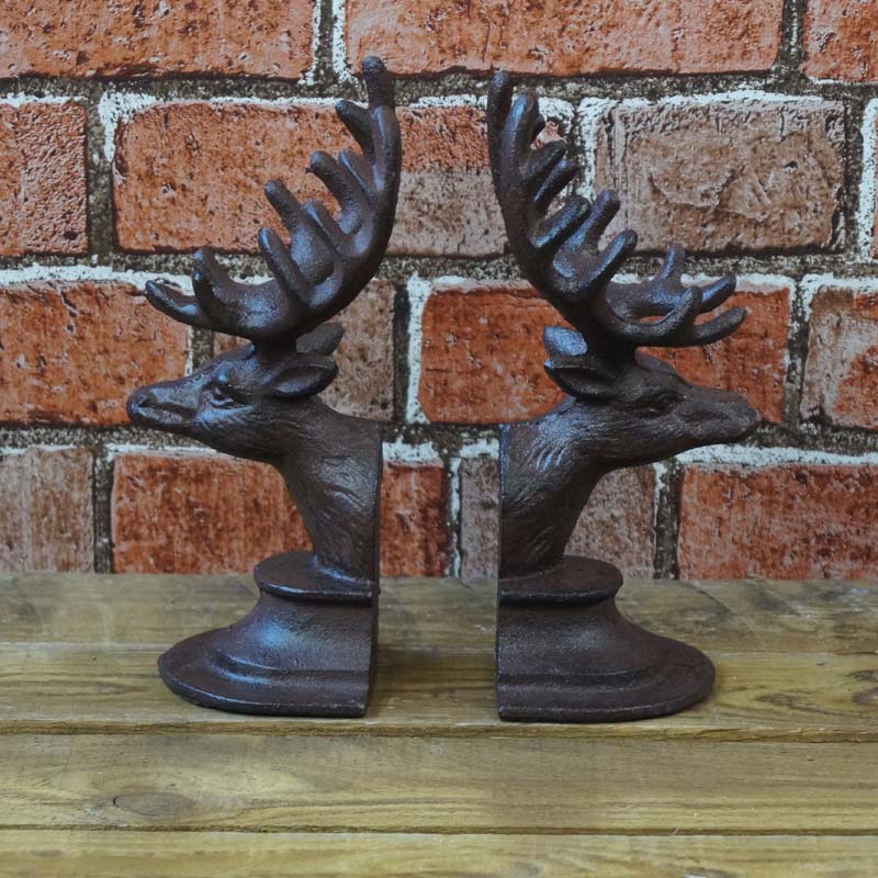 Iron Deer Head Book Ends