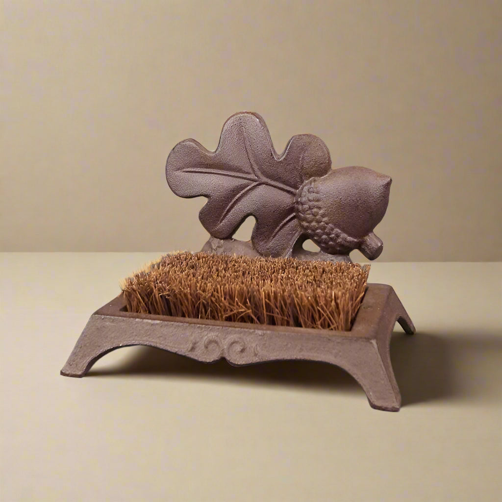 Cast Iron Boot Brush With Acorn