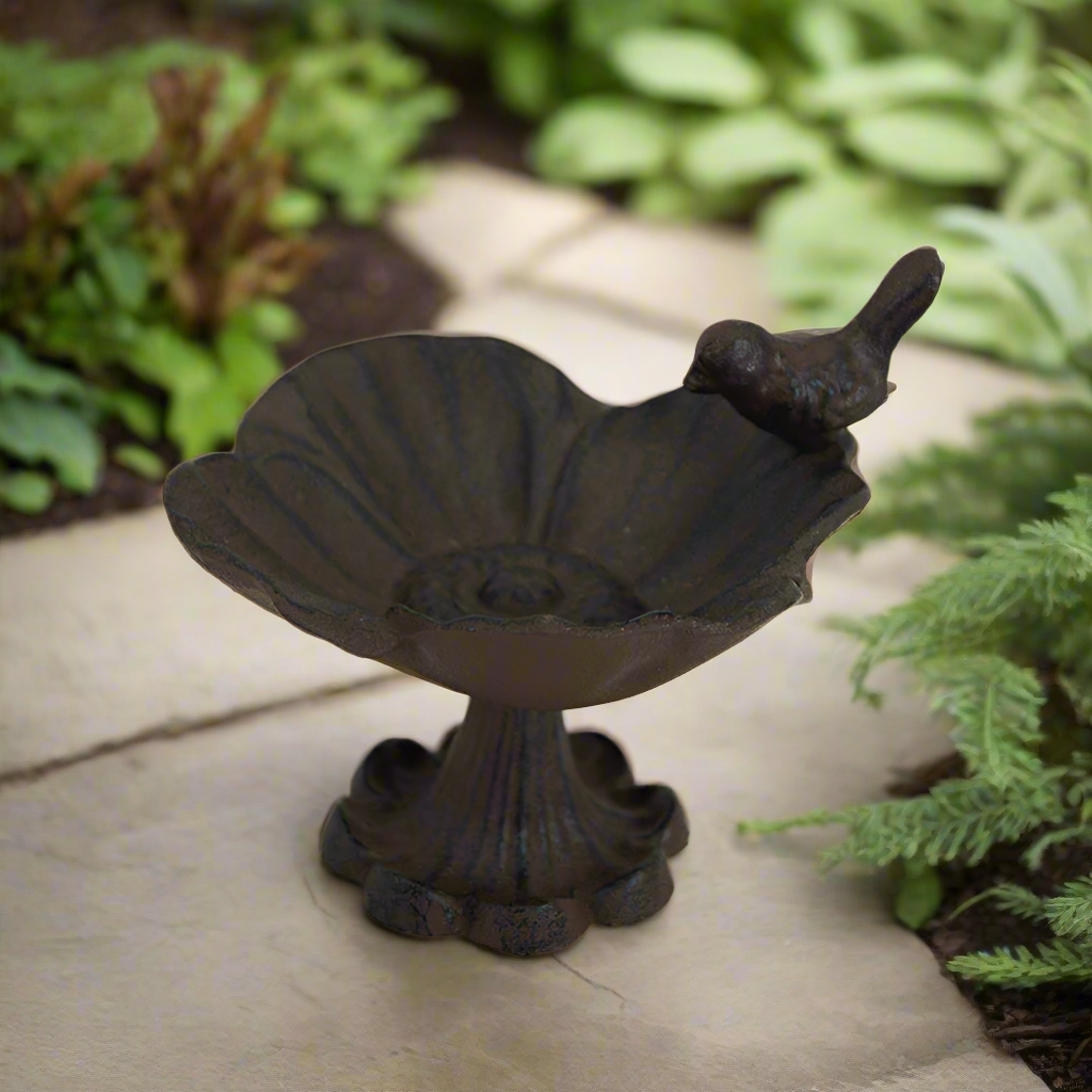 Cast Iron Flower Bird Bath