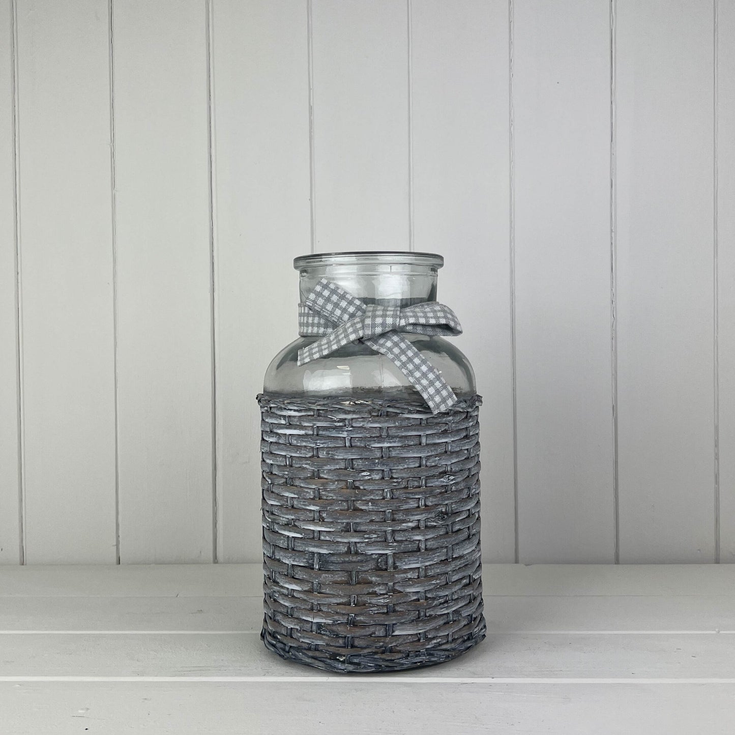 Glass Jar With Woven Jacket & Bow