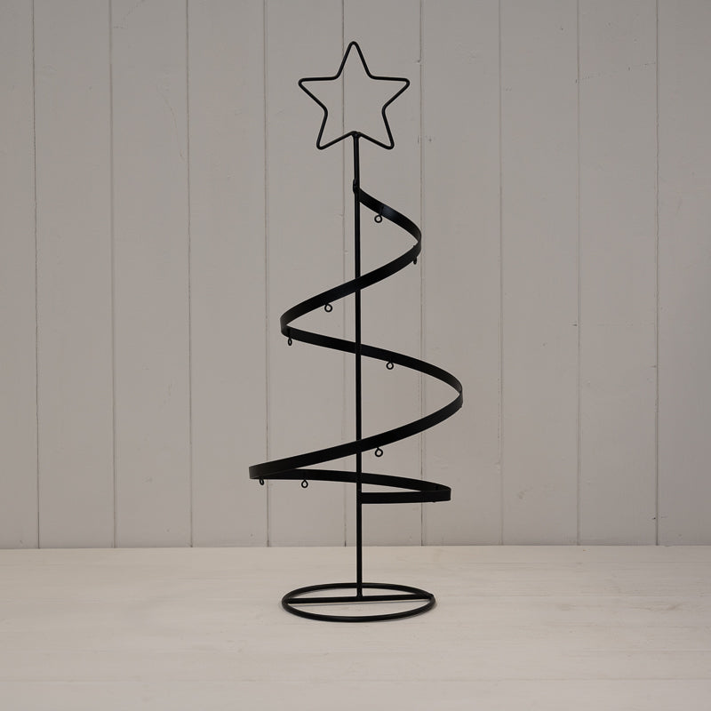 Black Metal Spiral Tree Ornament With Star Topper