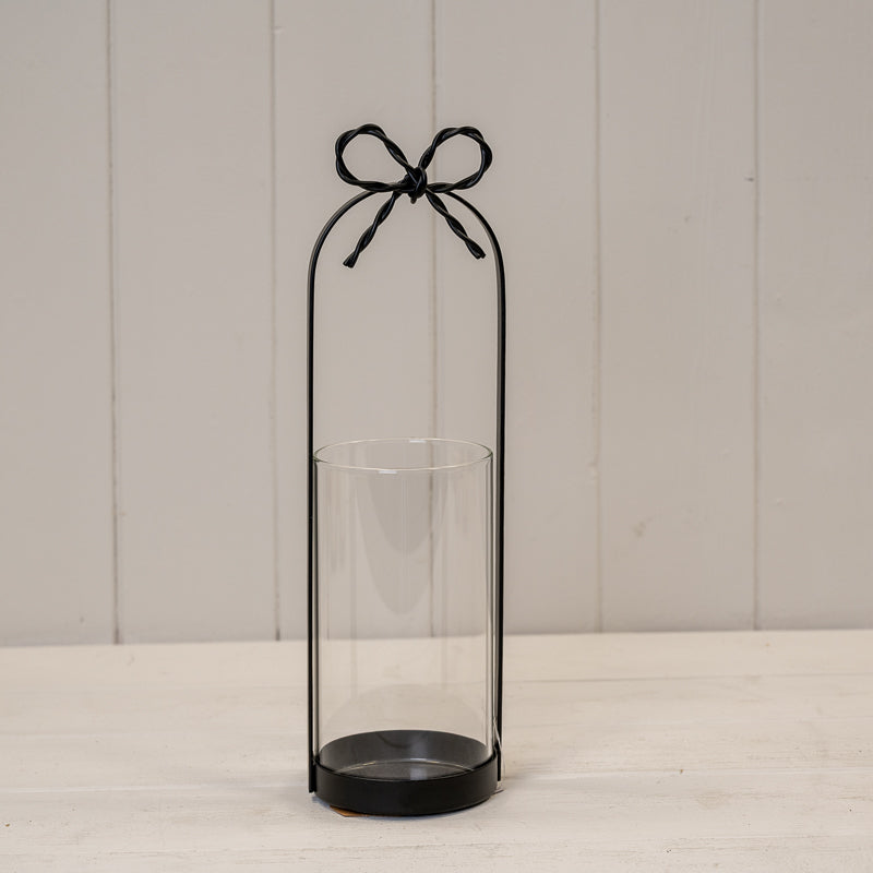Black Metal Candle Holder With Bow