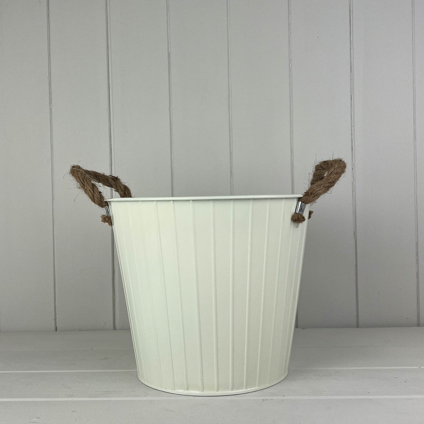 Round Tapered Zinc Planter With Rope Ears