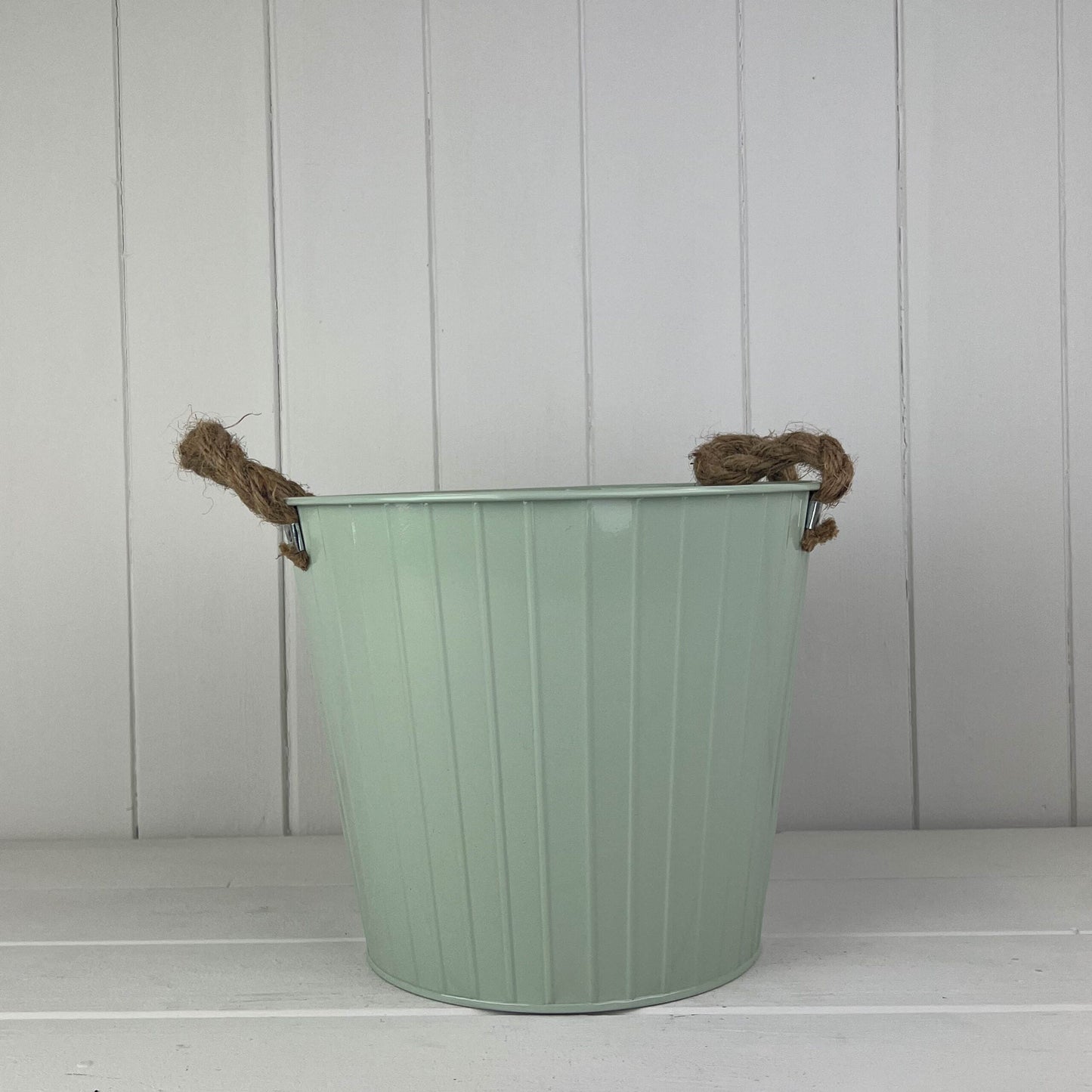 Round Tapered Zinc Planter With Rope Ears