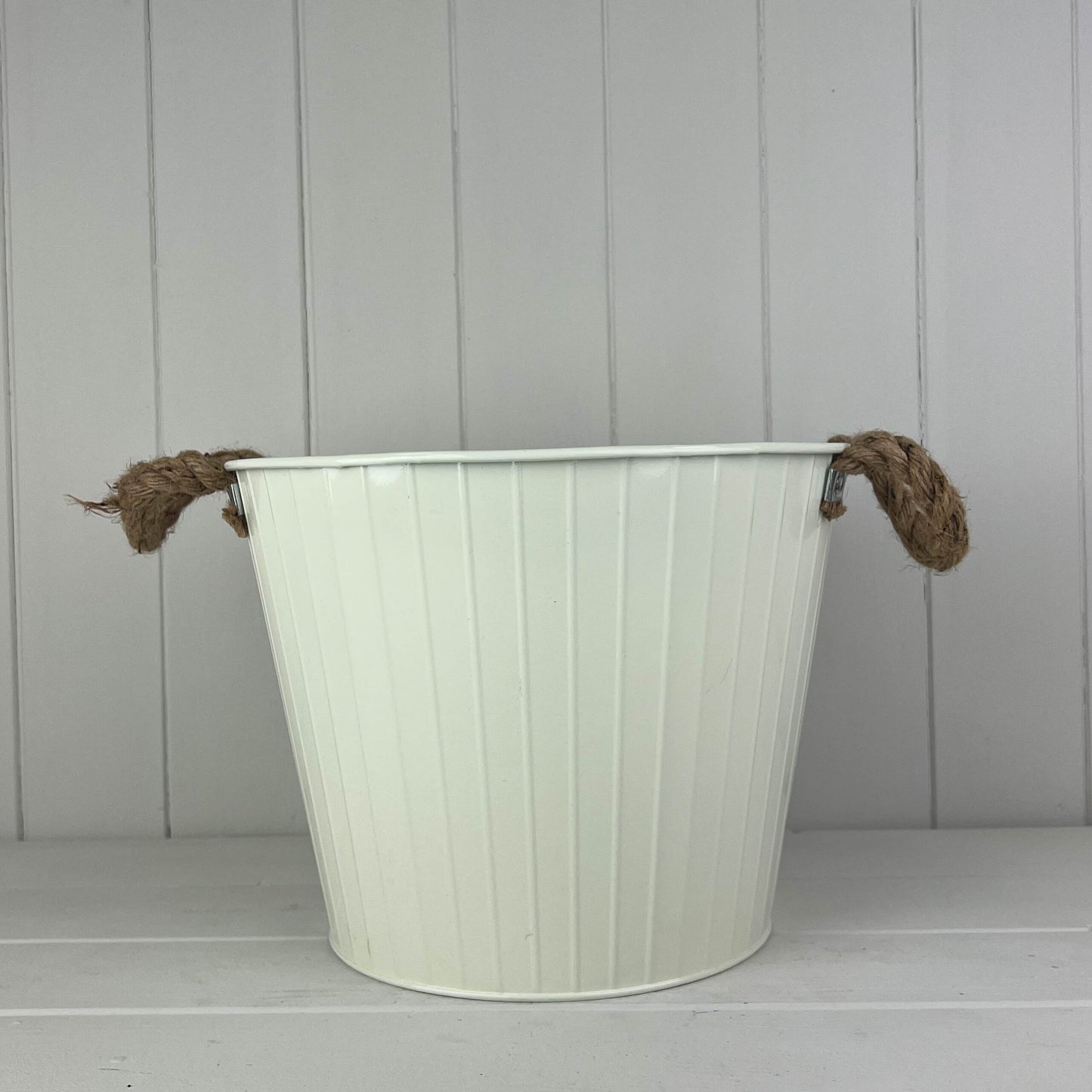 Round Tapered Zinc Planter With Rope Ears