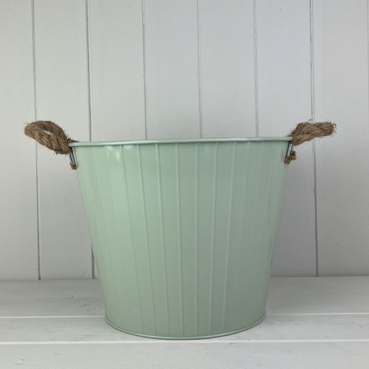 Round Tapered Zinc Planter With Rope Ears