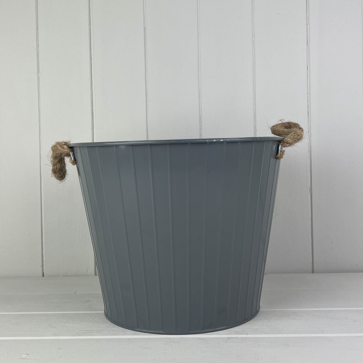 Cool Grey Round Tapered Zinc Planter