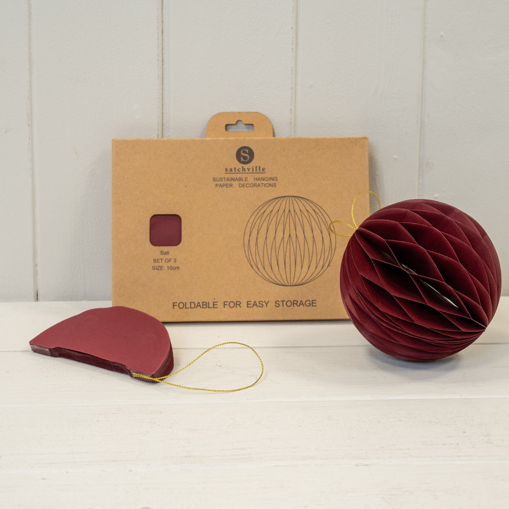 Claret Red Paper Baubles