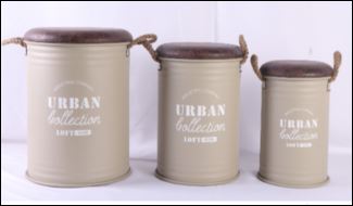 Set Of Three Light Brown Urban Round Storage Containers